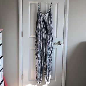 Black White Tie Dye Tiger Stripes Jumpsuit Romper